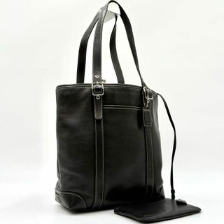 コーチ(COACH)の極美品✨COACH レザー トートバッグ ブラック ポーチ付き(トートバッグ)