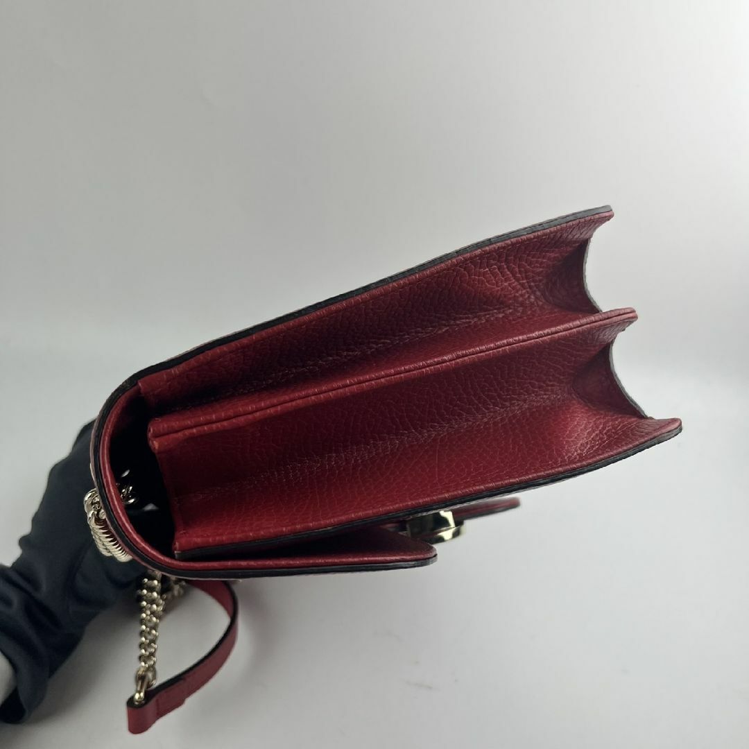 GUCCI - GUCCI チェーンショルダーバッグ レッド レザー GGロゴ