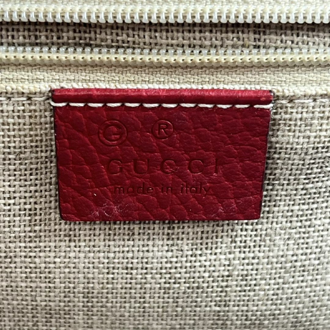 【ファッション通販】 チェーンショルダーバッグ GUCCI - GUCCI レッド GGロゴ レザー バッグ