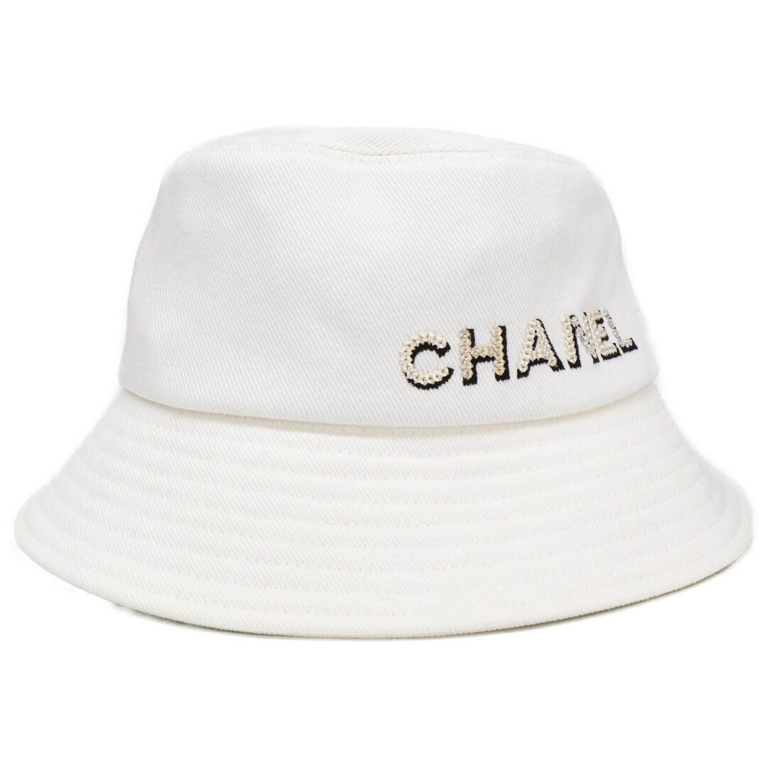 １着でも送料無料 シャネル - CHANEL 【美品/国内正規】コットン バケット ロゴ 帽子