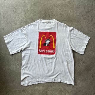 90s マックレーニン 風刺tシャツ ホワイト L バックプリント