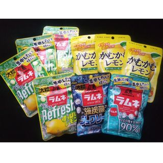 モリナガセイカ(森永製菓)の森永大粒ラムネ強炭酸シュワソーダ、すっぱいレモン味、かむかむレモン(菓子/デザート)