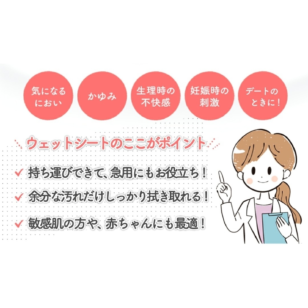 デリケートゾーンウェットティッシュ＋サンプル2包① コスメ/美容のボディケア(その他)の商品写真
