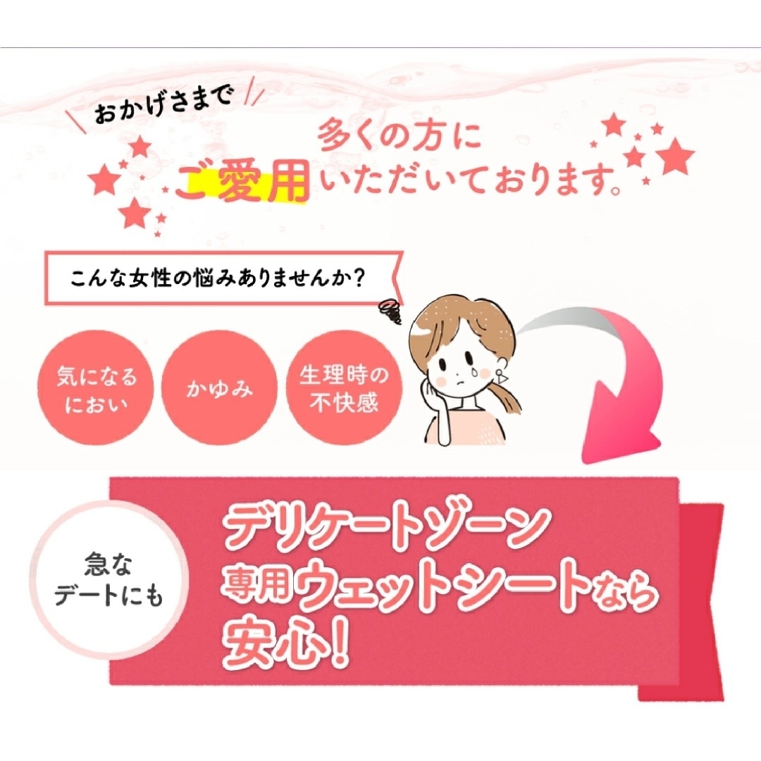 デリケートゾーンウェットティッシュ＋サンプル2包① コスメ/美容のボディケア(その他)の商品写真