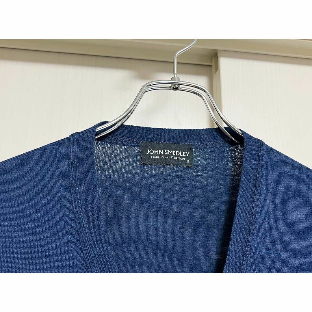 JOHN SMEDLEY 長袖カーディガン ネイビー【XS】英国製 毛100