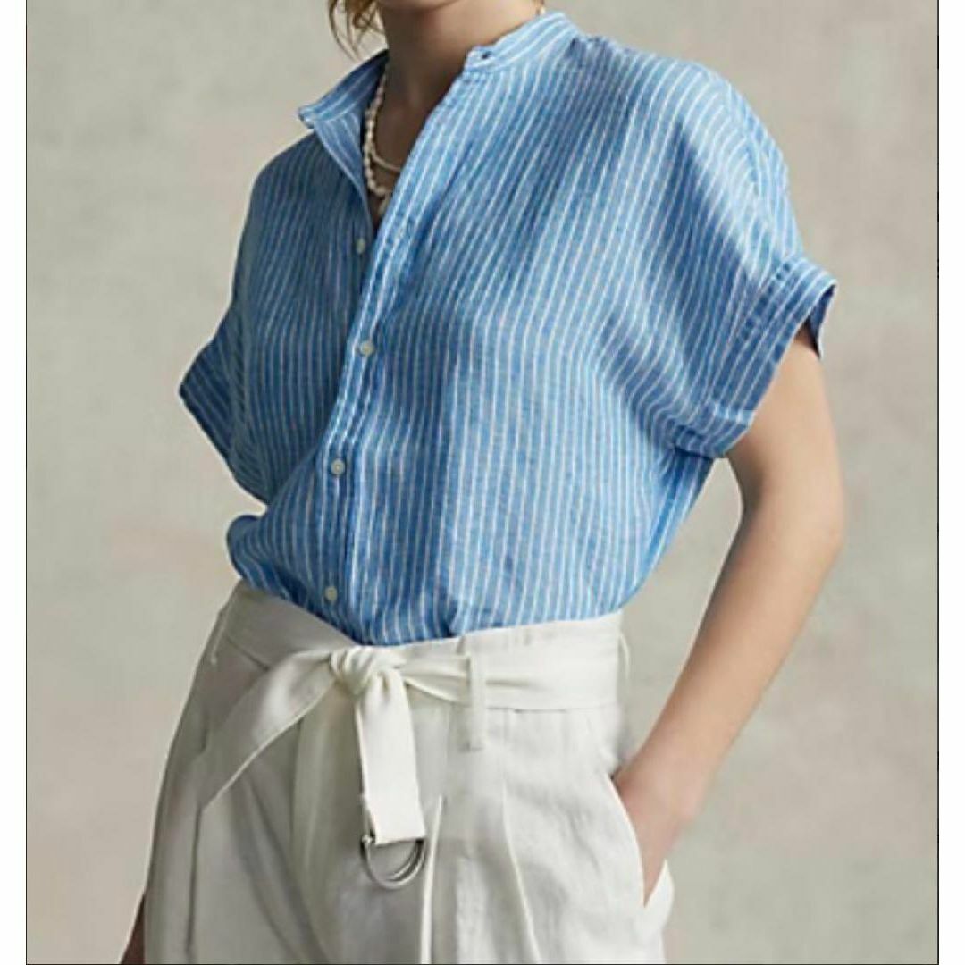 お気にいる POLO RALPH Shirt Short-Sleeve Linen 現行✨️Striped - LAUREN トップス