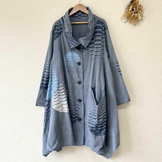慈雨 センソユニコ 薄手 変形 Aラインコート コットン ブルー 40(トレンチコート)