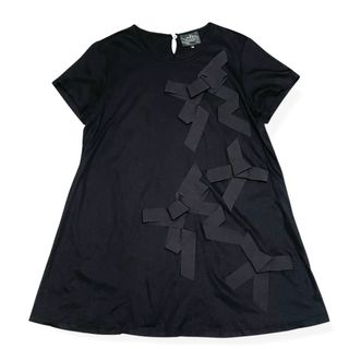 美品 wb REVISION リボン装飾 Tシャツ カットソー 黒 日本製(Tシャツ(半袖/袖なし))