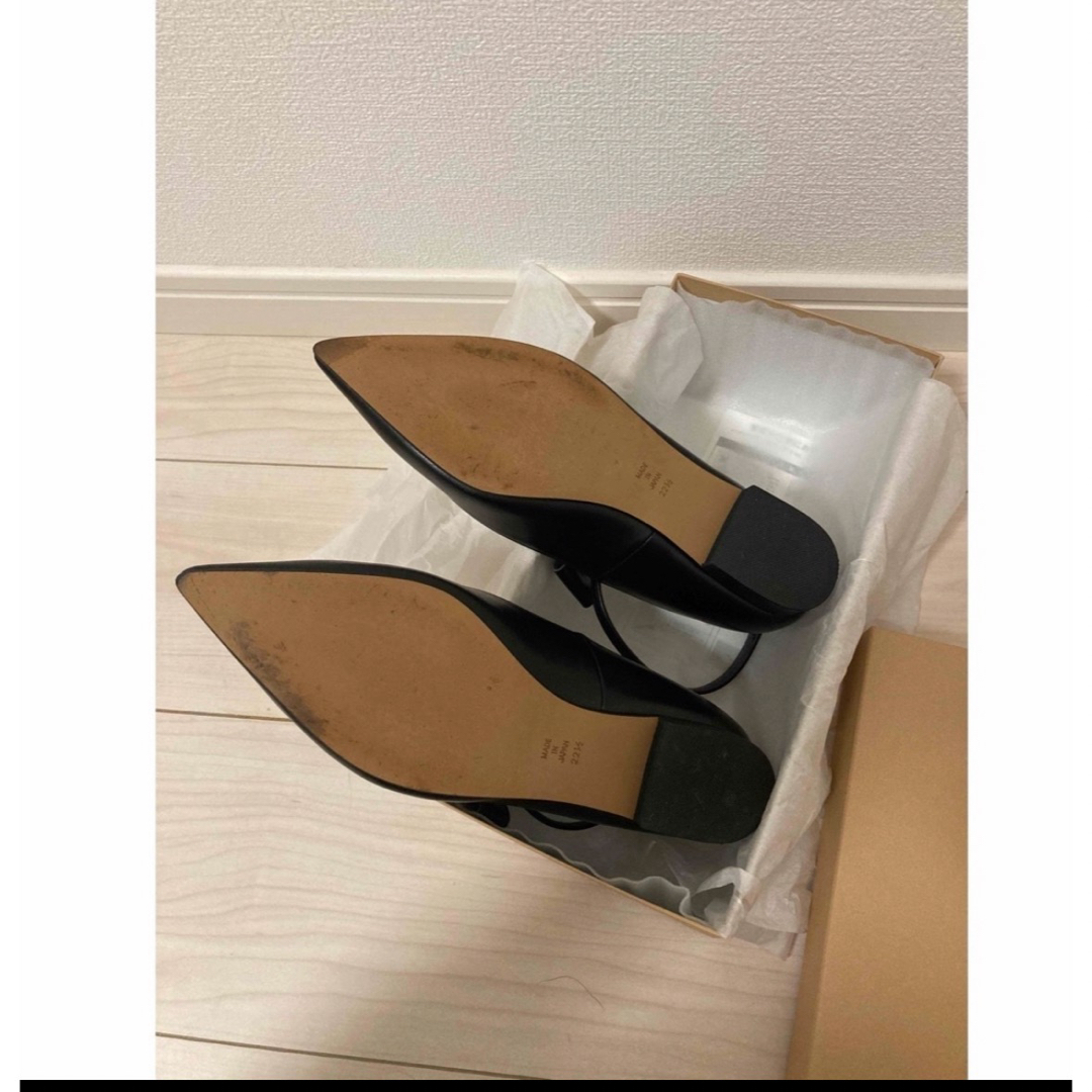 オーガ OHGA T-ANKLEパンプス 黒 24 リボン付フラットシューズ