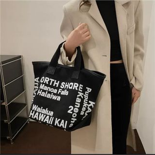 LOCO HAWAII　ロコハワイ　ハワイ　ロゴプリント　トートバッグ　黒(エコバッグ)