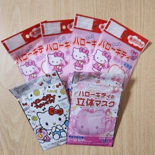 ハローキティ(ハローキティ)の子供用★熱プリント式マスク6点セット(その他)