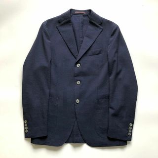 ザジジ(THE GIGI)の★極美品★ザジジ テーラードジャケット チェック 千鳥格子 ブルー 46(テーラードジャケット)
