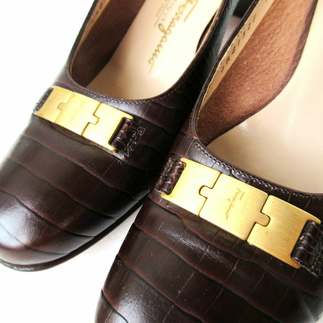 FERRAGAMO - サルヴァトーレフェラガモ クロコ型押し パンプス