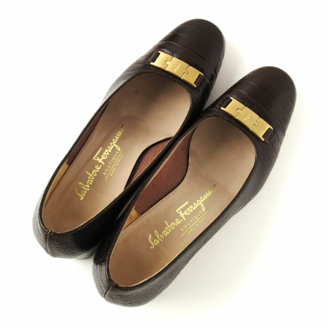 FERRAGAMO - サルヴァトーレフェラガモ クロコ型押し パンプス