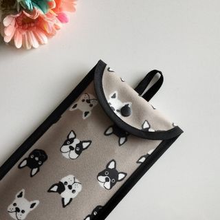 ループ付き27桁用そろばんケース☆フレンチブルドッグ　グレージュ(バッグ/レッスンバッグ)