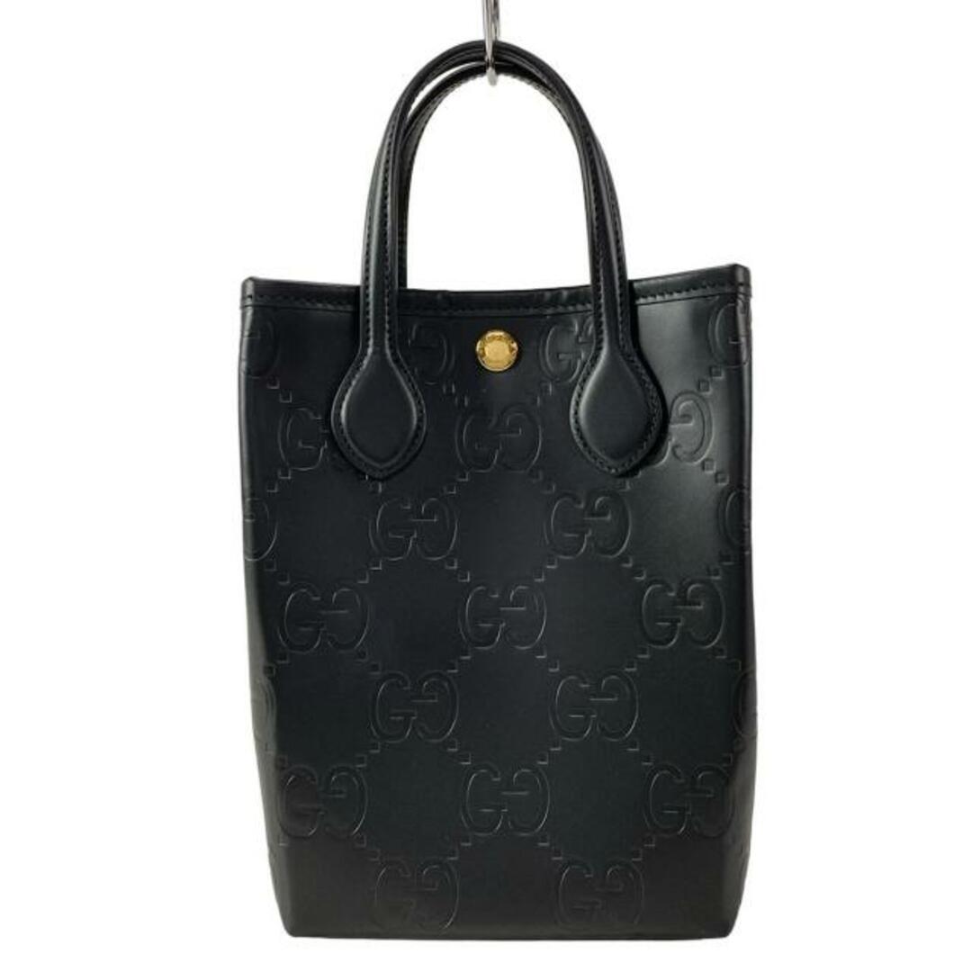 GUCCI(グッチ)のGUCCI(グッチ) トートバッグ GGスーパーミニバッグ 790133 黒 ミニバッグ レザー レディースのバッグ(トートバッグ)の商品写真