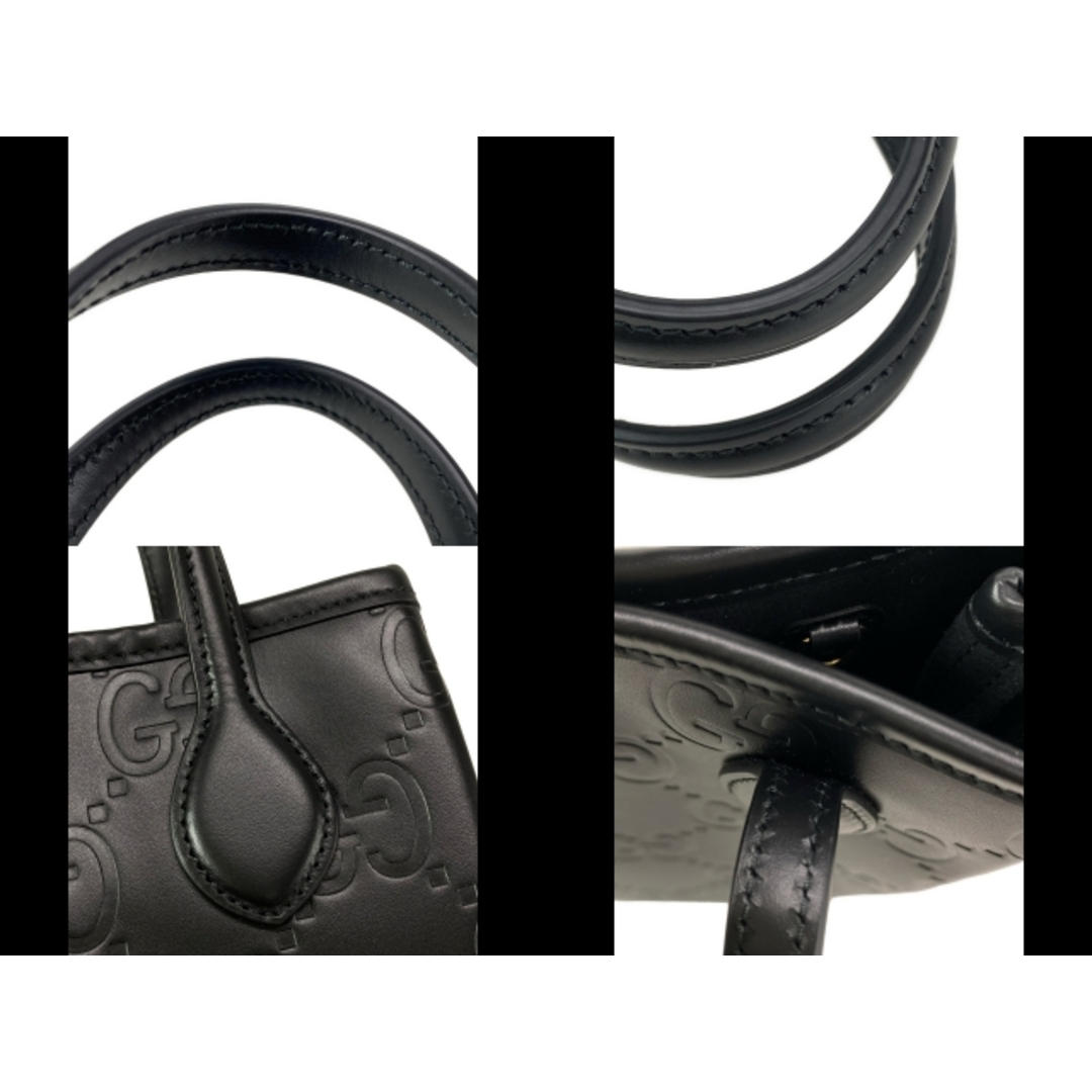 GUCCI(グッチ)のGUCCI(グッチ) トートバッグ GGスーパーミニバッグ 790133 黒 ミニバッグ レザー レディースのバッグ(トートバッグ)の商品写真