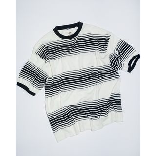 ナナミカ(nanamica)のnanamica ナナミカ ストライプ クルーネック ニット Tシャツ L(Tシャツ/カットソー(半袖/袖なし))
