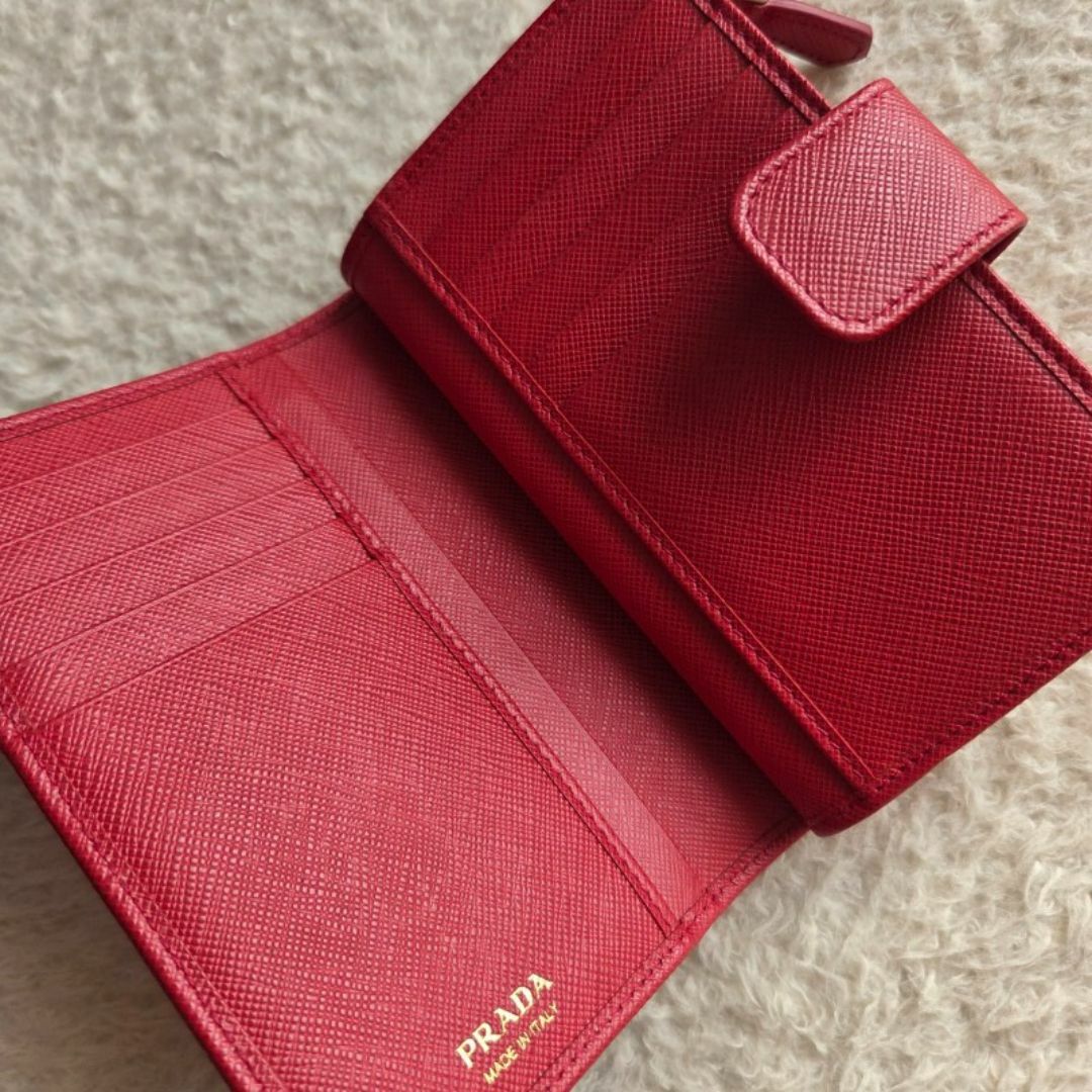 PRADA プラダ 二つ折り財布 サフィアーノレザー コンパクト