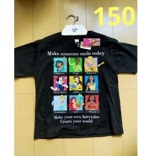 シマムラ(しまむら)の150サイズ ディズニープリンセス Tシャツ ブラック 黒 しまむら 半袖(Tシャツ/カットソー)