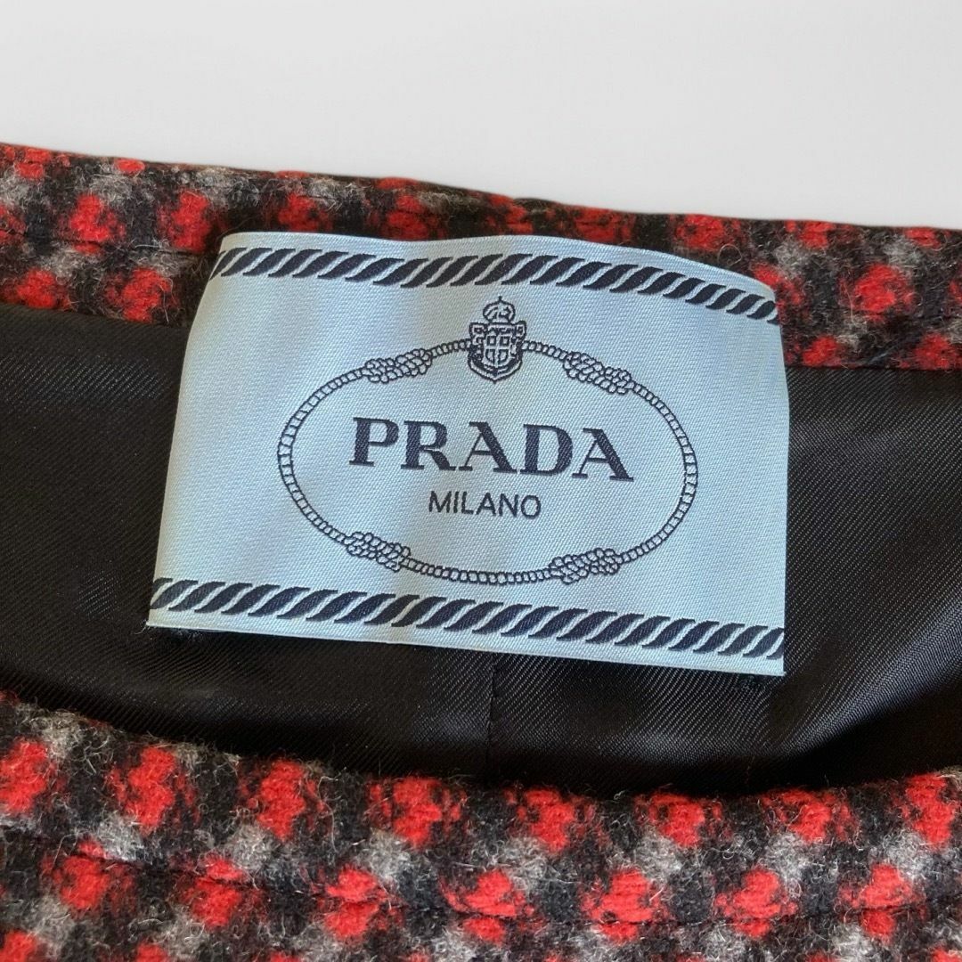 【激安通販 オンラインショップ】日用品 - PRADA 美品 総柄 ツイード調 ノースリーブワンピース PRADA ワンピース
