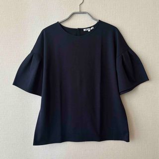 ニジュウサンク(23区)の23区 フレアスリーブ カットソー Tシャツ パフスリーブ トップス ネイビー(カットソー(半袖/袖なし))