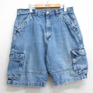 Wrangler - W36★古着 ラングラー Wrangler ショート カーゴ パンツ ショーツ メンズ 紺 ネイビー デニム 【spe】 25jul05 中古 ボトムス 短パン ショーパン