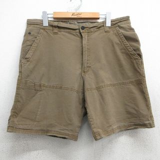 ラングラー(Wrangler)のW36★古着 ラングラー Wrangler ショート パンツ ショーツ メンズ ダック地 茶系 ブラウン 25jul05 中古 ボトムス 短パン ショーパン ハーフ(ワークパンツ/カーゴパンツ)