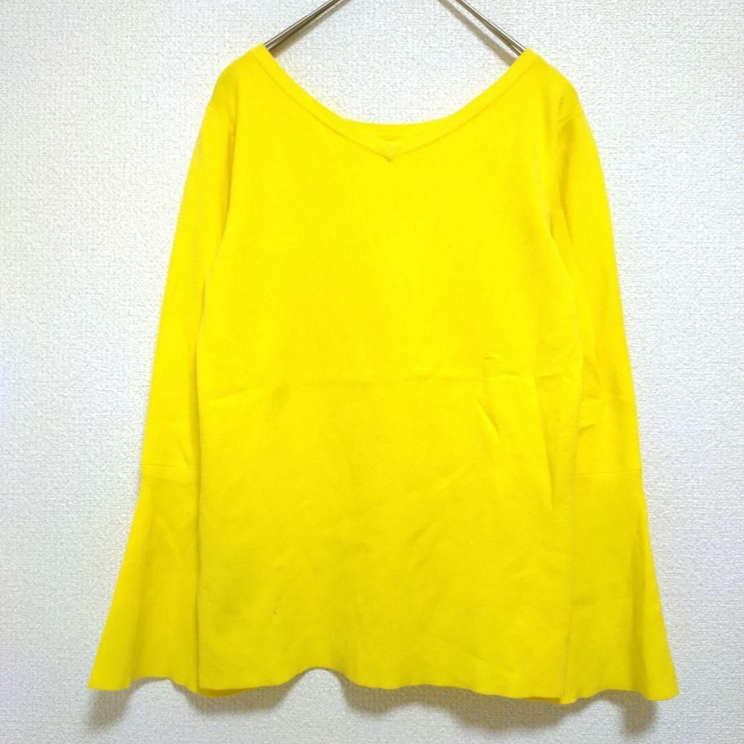 PLST(プラステ)のプラステ PLST 長袖トップス ニット レーヨン Ｖネック 黄 イエロー M レディースのトップス(カットソー(長袖/七分))の商品写真
