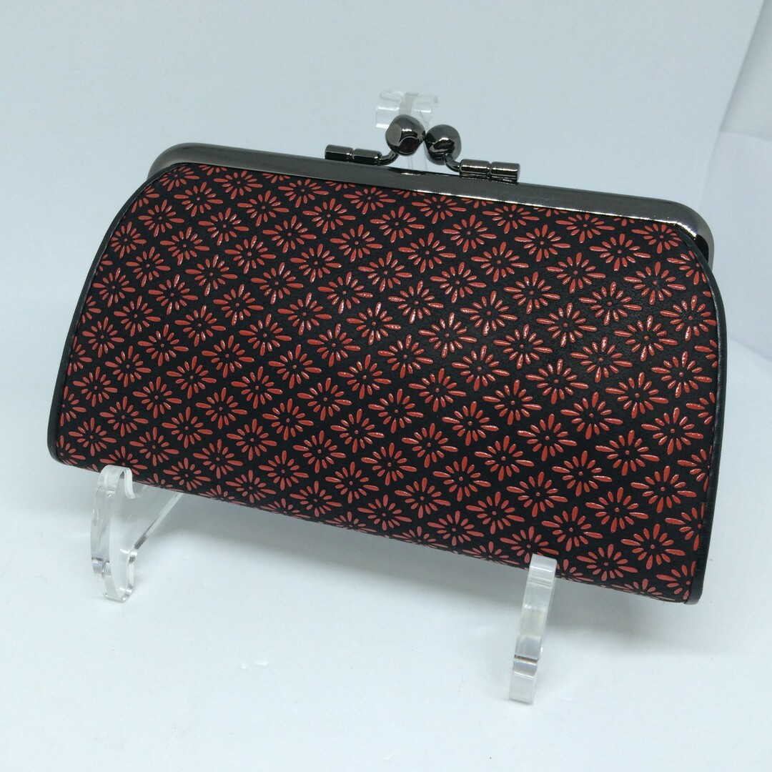 美品】印伝屋 親子がま口財布 赤皮黒漆