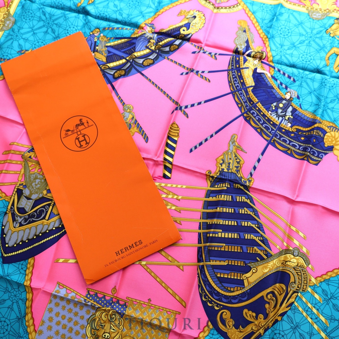 HERMES - エルメス スカーフ カレ90 ヴェニスの船祭り SILK100