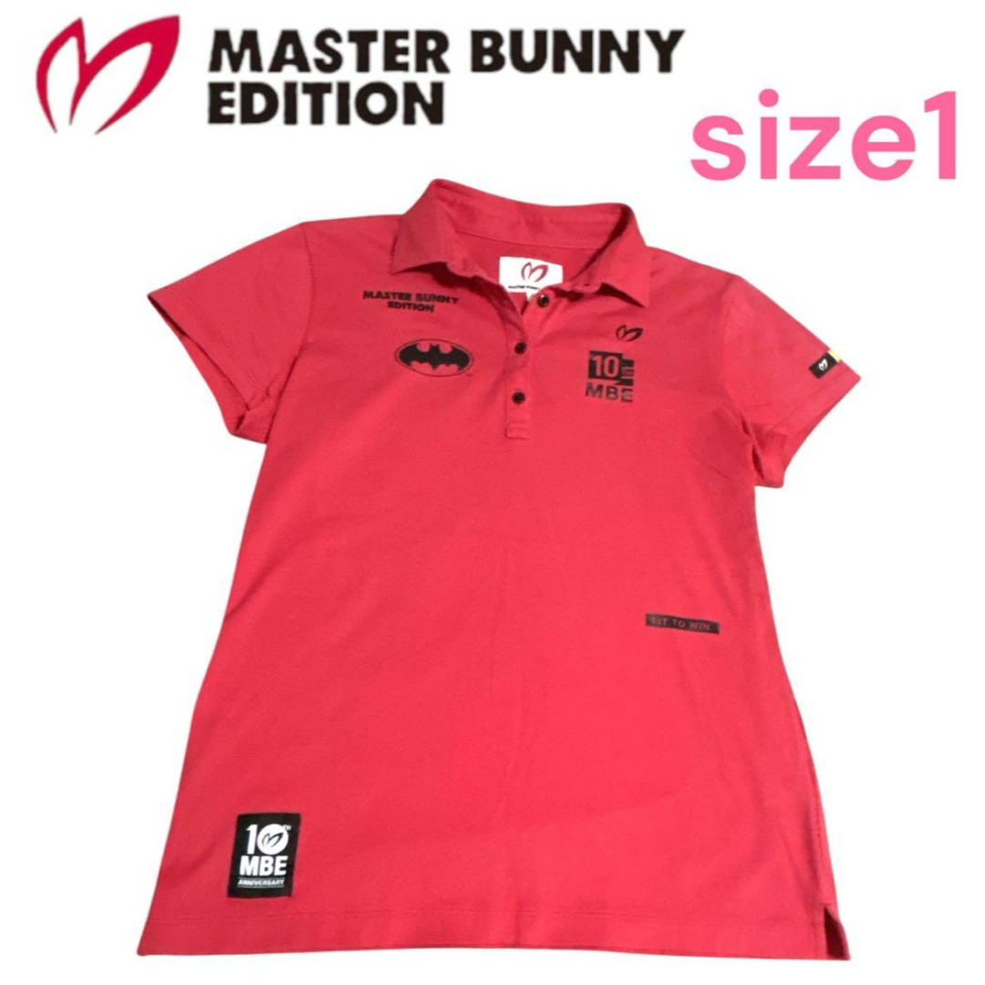 MASTER BUNNY EDITION(マスターバニーエディション)のマスターバニーエディション　バットマン ポロシャツ 赤　サイズ1 M スポーツ/アウトドアのゴルフ(ウエア)の商品写真