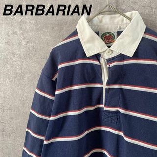 バーバリアン(Barbarian)の90sBARBARIAN カナダ製　ボーダーラガーシャツ　長袖　メンズSサイズ(ラグビー)