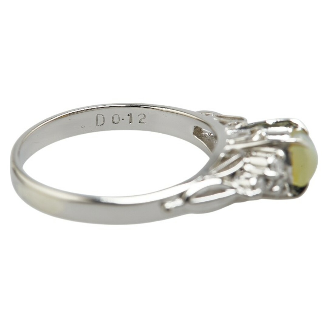 Pt900 プラチナ リング 指輪 キャッツアイ 0.75ct ダイヤ 0.14ct
