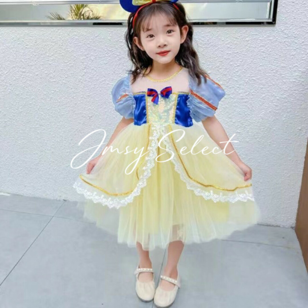 白雪姫 ドレス 130cm Disney - 130cm▶︎半袖白雪姫ドレス カチューシャ付き