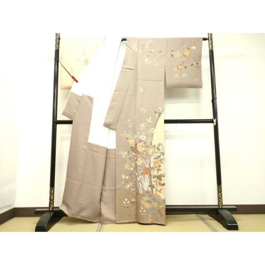 平和屋着物○訪問着 駒刺繍 更紗花文 暈し染め 金銀彩 正絹 逸品
