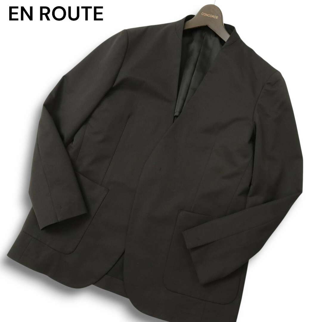 EN ROUTE ノーカラージャケット 黒 EN ROUTE - EN ROUTE アンルート 通年 SOLOTEX 背抜き☆ ノー