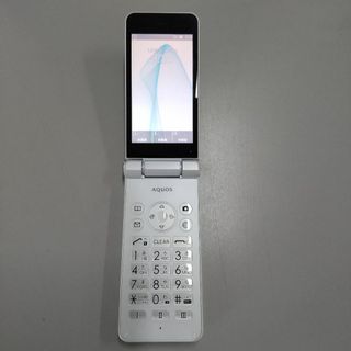 シャープ(SHARP)の【中古】ガラホ SHARP AQUOS SH-N01 SIMフリー　白(携帯電話本体)
