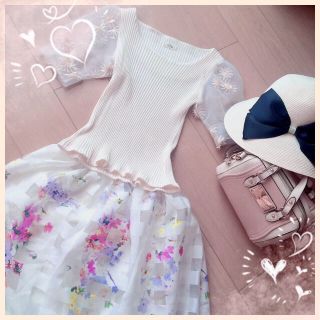 エブリン(evelyn)のevelyn♡店頭完売品♡ 花柄シースルートップス(カットソー(半袖/袖なし))