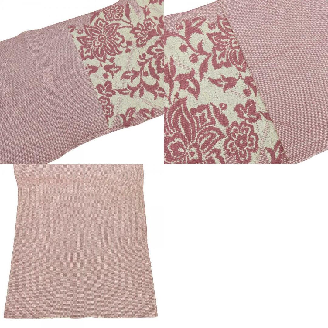 中古】 名古屋帯 八寸 正絹 ピンク 松葉仕立て 花唐草 和装 呉服