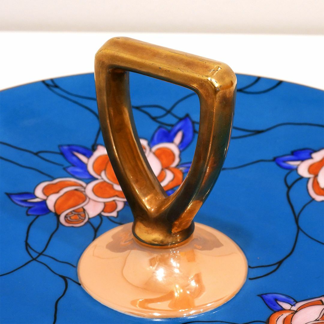 Noritake - オールドノリタケ ラスター彩金彩バラ文取手付皿