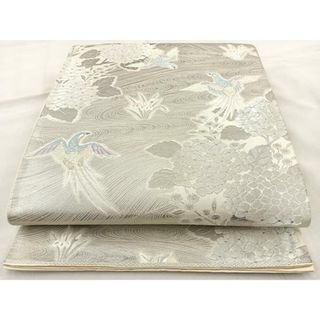 平和屋着物◎六通柄袋帯　唐織　花鳥文　九百錦プラチナ箔　正絹　逸品　BAAT7025ph