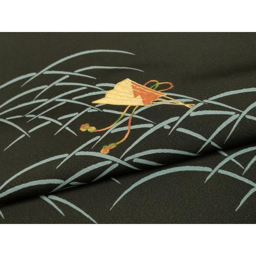 平和屋着物▽羽織 反物 羽尺 駒刺繍 舞扇 芝 金糸 丹後ちりめん