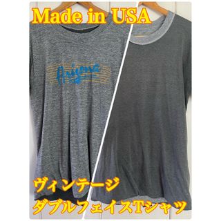 ヴィンテージ(VINTAGE)のヴィンテージ ダブルフェイス tシャツ リバーシブル SNEAKERS 墨黒(Tシャツ/カットソー(半袖/袖なし))