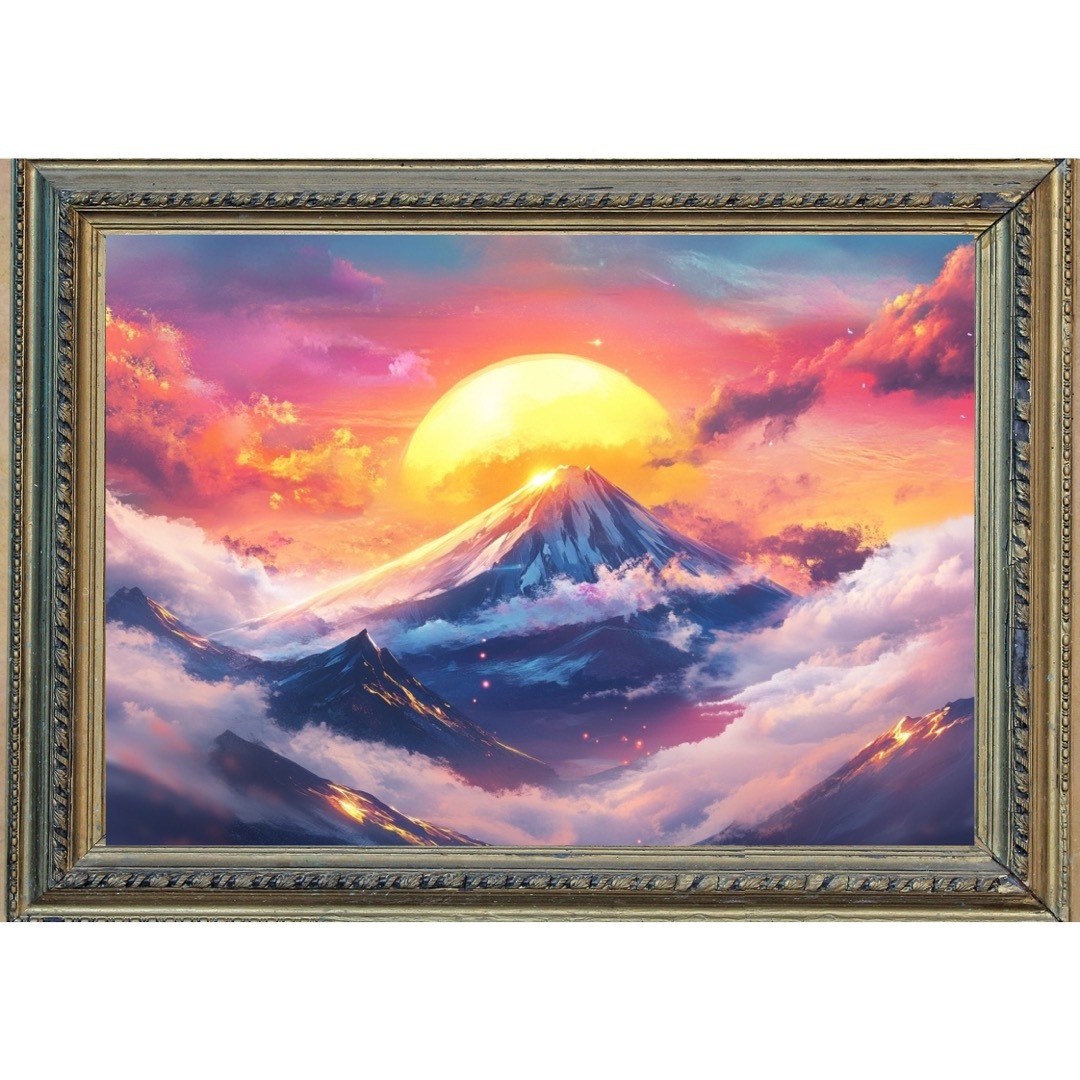 P681 富士山 繁栄・幸運 【開運風水絵画風ヒーリングアート】の