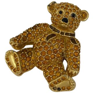 スワロフスキー(SWAROVSKI)のスワロフスキー ベアーモチーフ クリスタル ブローチ GP 【中古】(ブローチ/コサージュ)