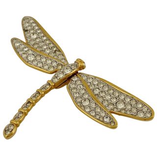 スワロフスキー(SWAROVSKI)のスワロフスキー クリスタル トンボモチーフ ブローチ GP 【中古】(ブローチ/コサージュ)