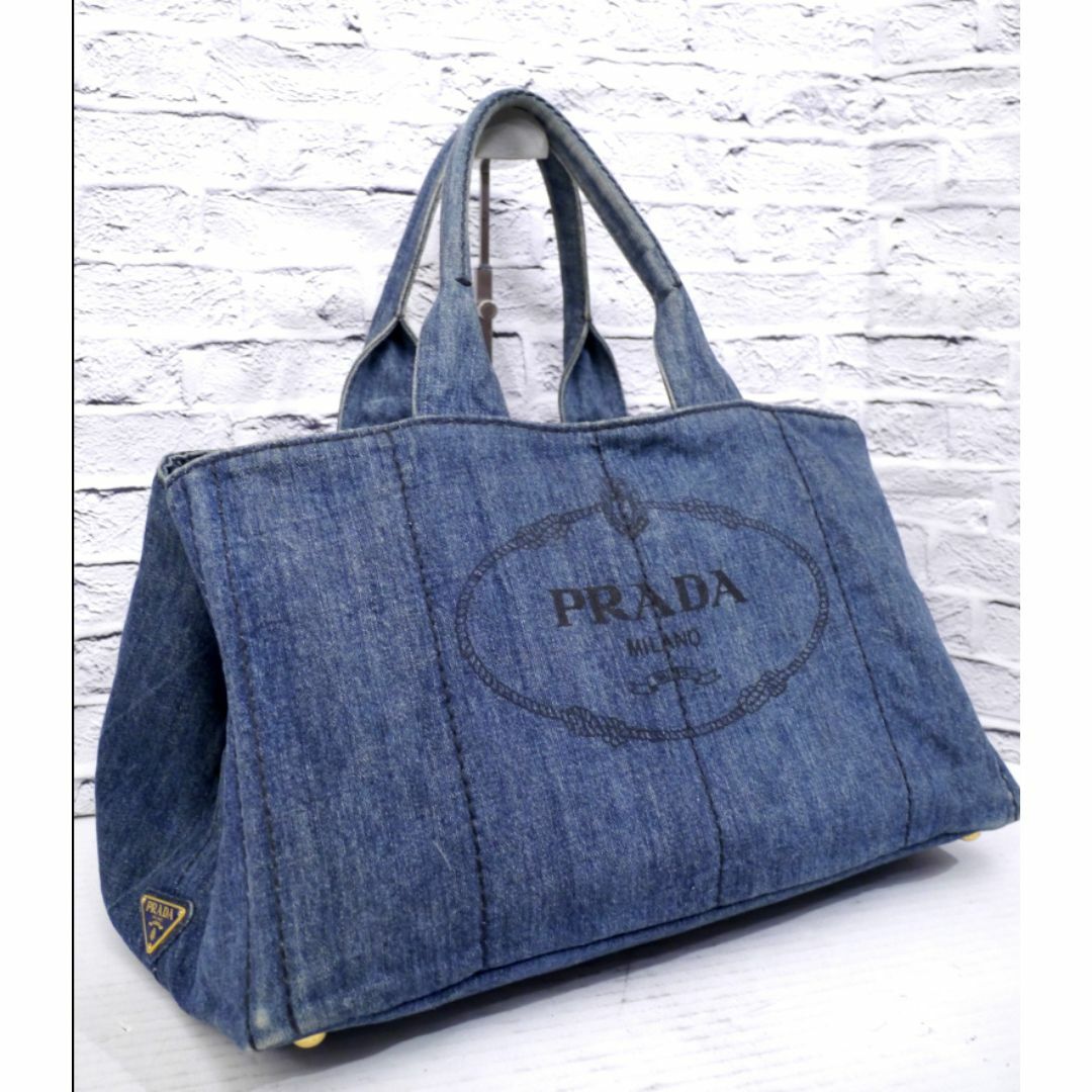 PRADA - PRADA プラダ CANAPA カナパ デニム ショッパー トート