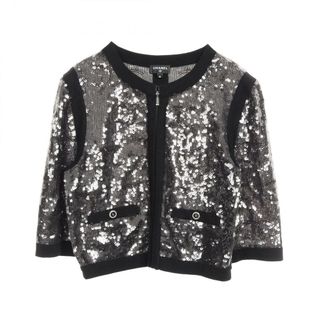 シャネル(CHANEL)のCHANEL シャネル ノーカラージャケット ココマーク スパンコール(ノーカラージャケット)