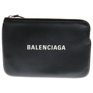 バレンシアガ(BALENCIAGA)のBALENCIAGA バレンシアガ EVERYDAY エブリデイ レザー ロゴプリントポーチ ブラック 492465(その他)